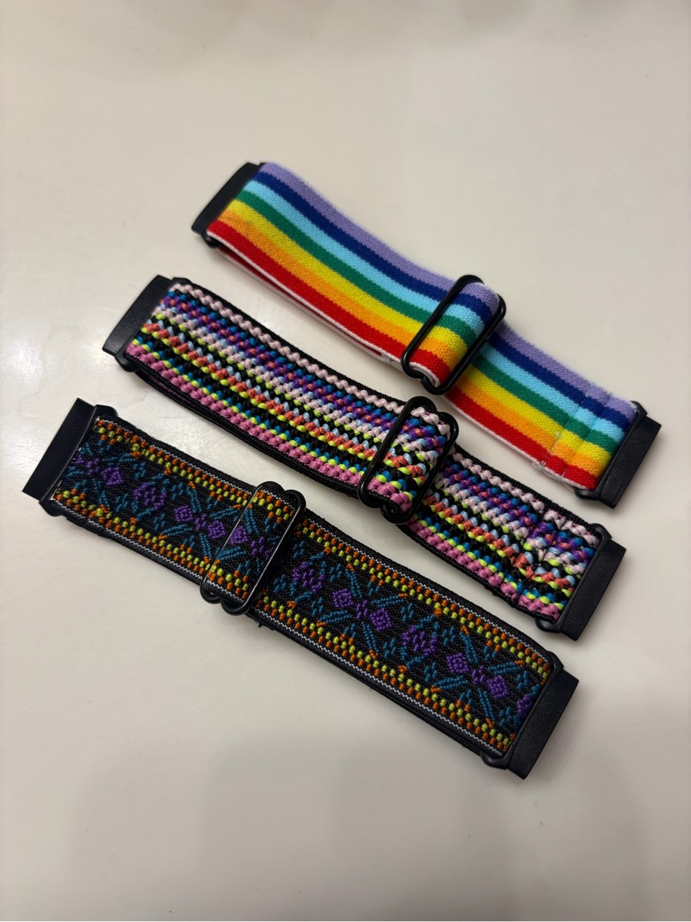 Set of 3 Colorful Woven Watch Bands - Rainbow - Fitbit versa 3/4, Fitbit sense/2